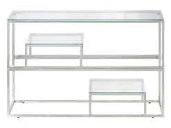 Mesa consola acero inoxidable plateado y vidrio templado