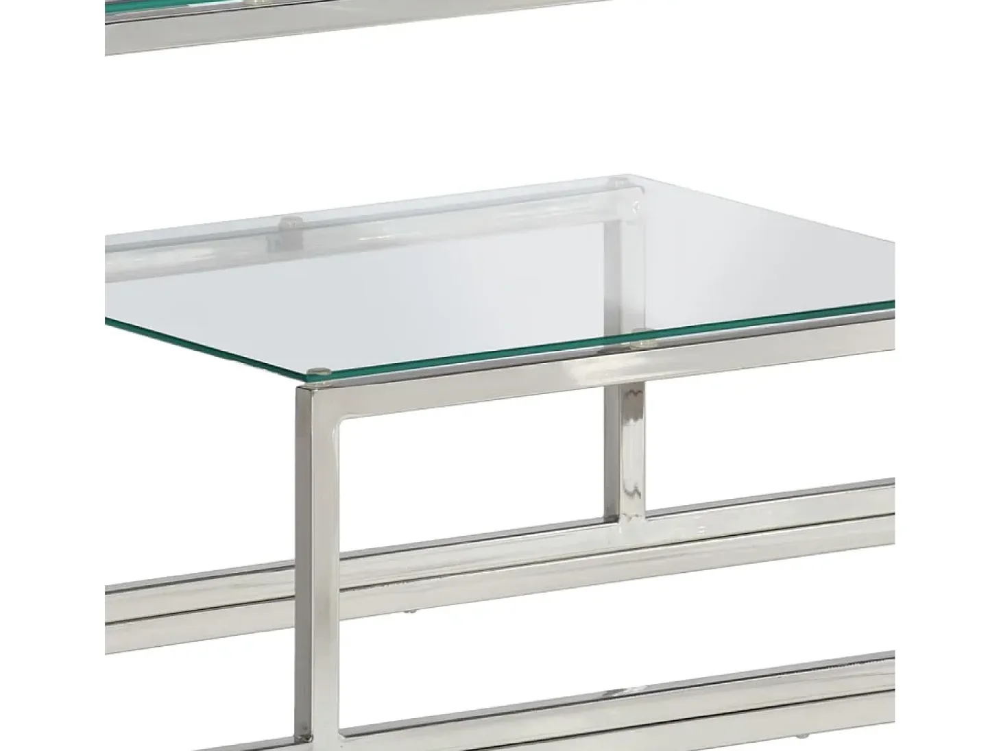 Mesa consola acero inoxidable plateado y vidrio templado