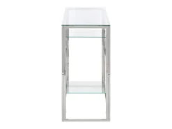 Mesa consola acero inoxidable plateado y vidrio templado