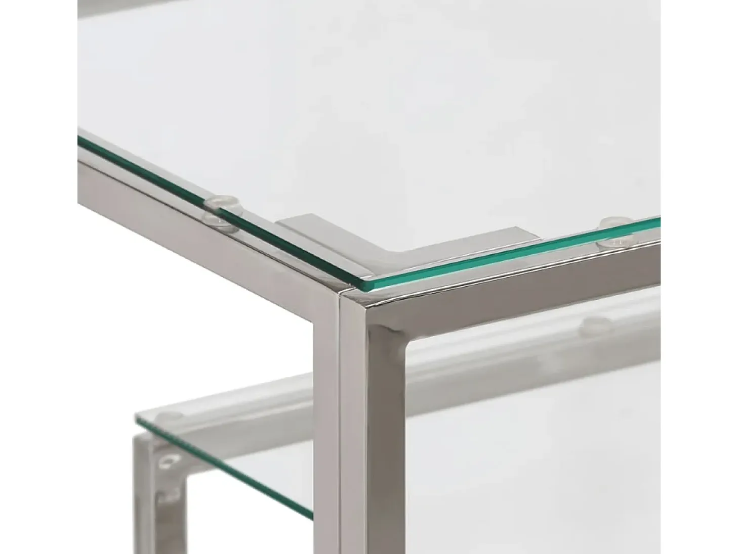 Mesa consola acero inoxidable plateado y vidrio templado