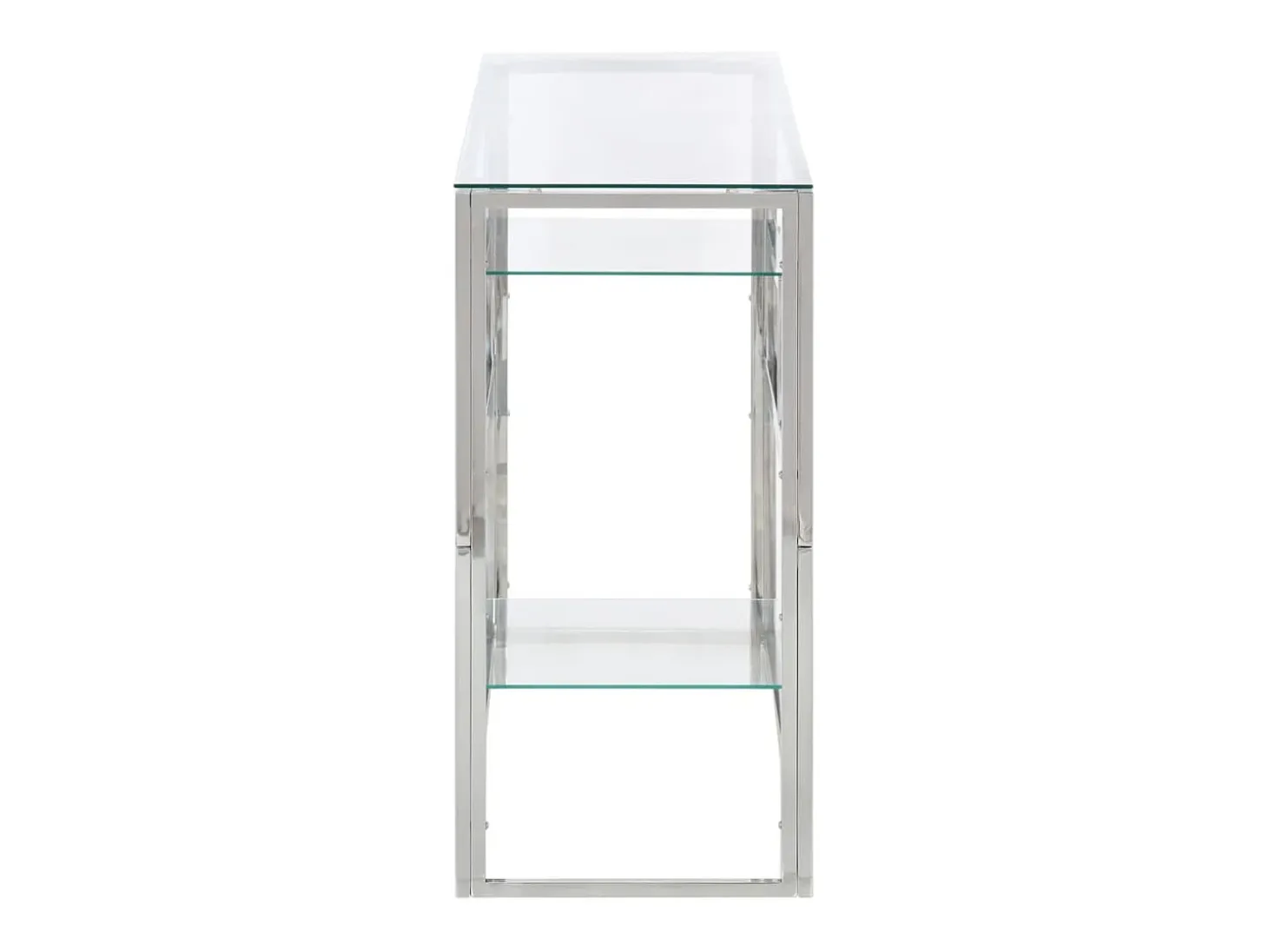Mesa consola acero inoxidable plateado y vidrio templado ES651219