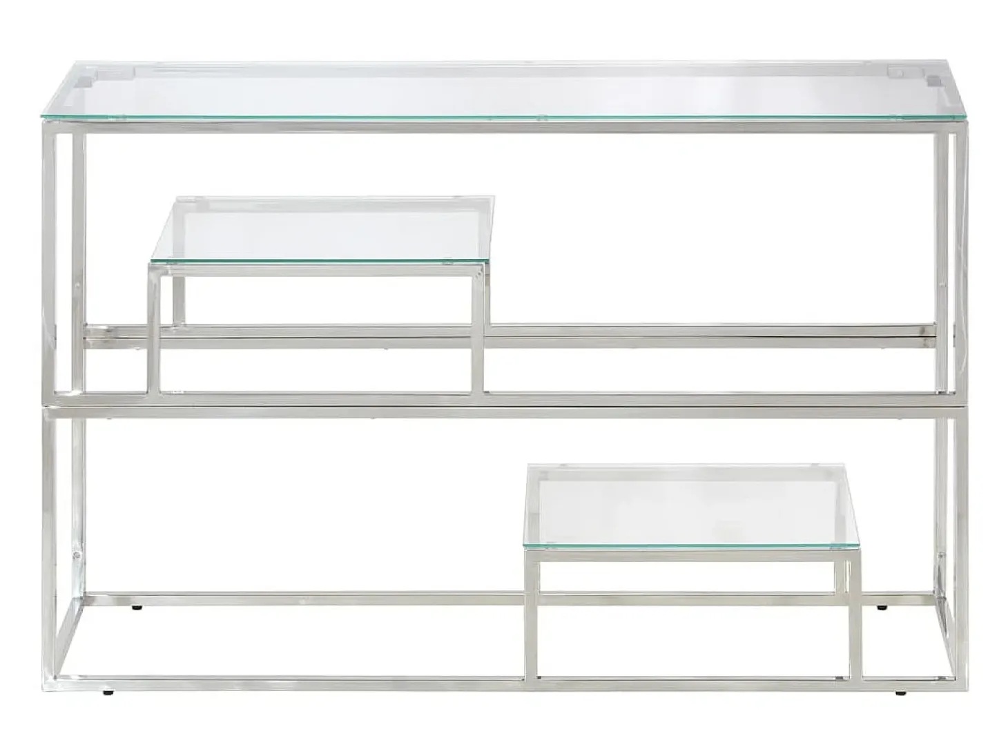 Mesa consola acero inoxidable plateado y vidrio templado ES651219