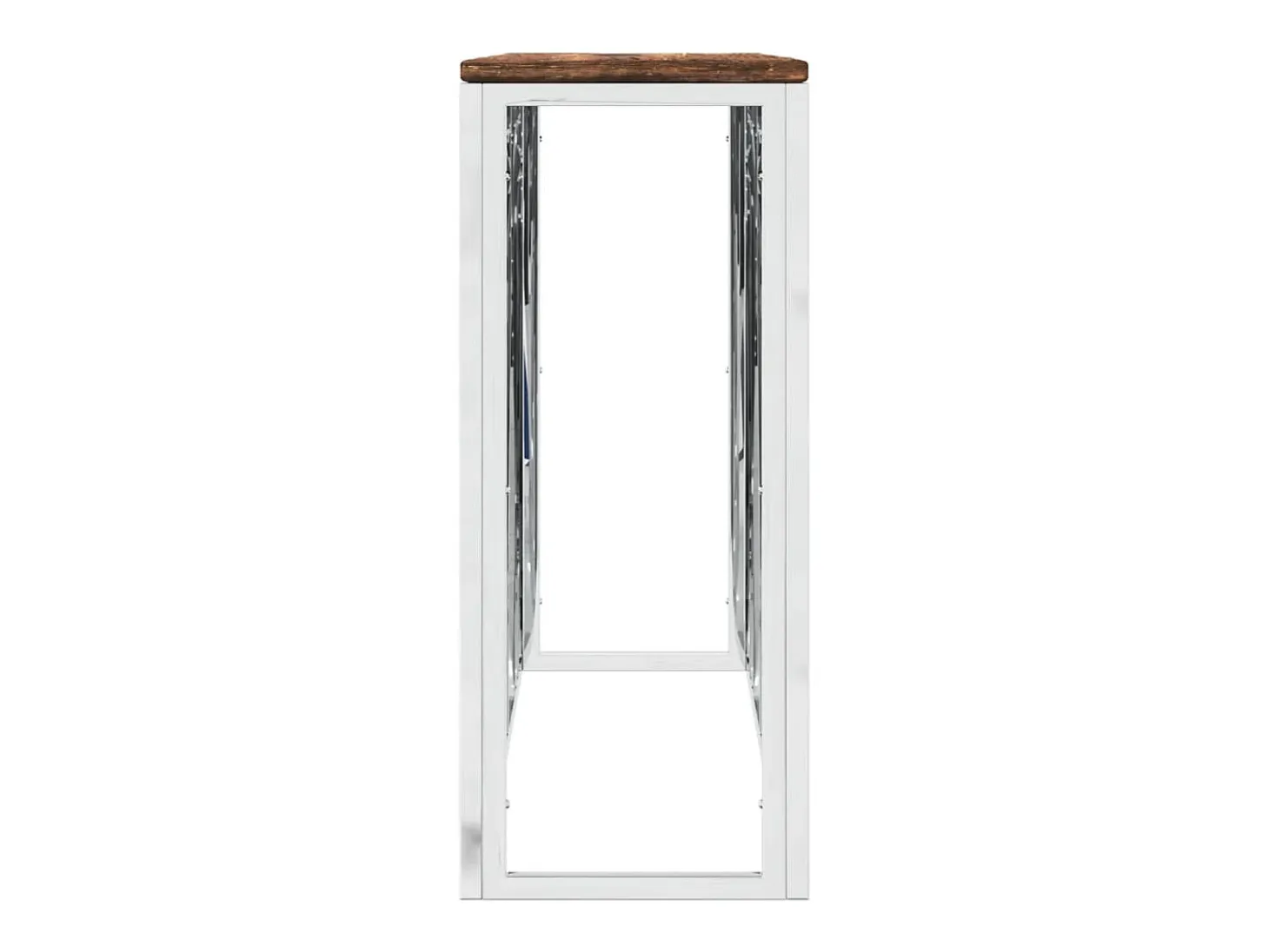 Mesa consola acero inoxidable y madera maciza reciclada
