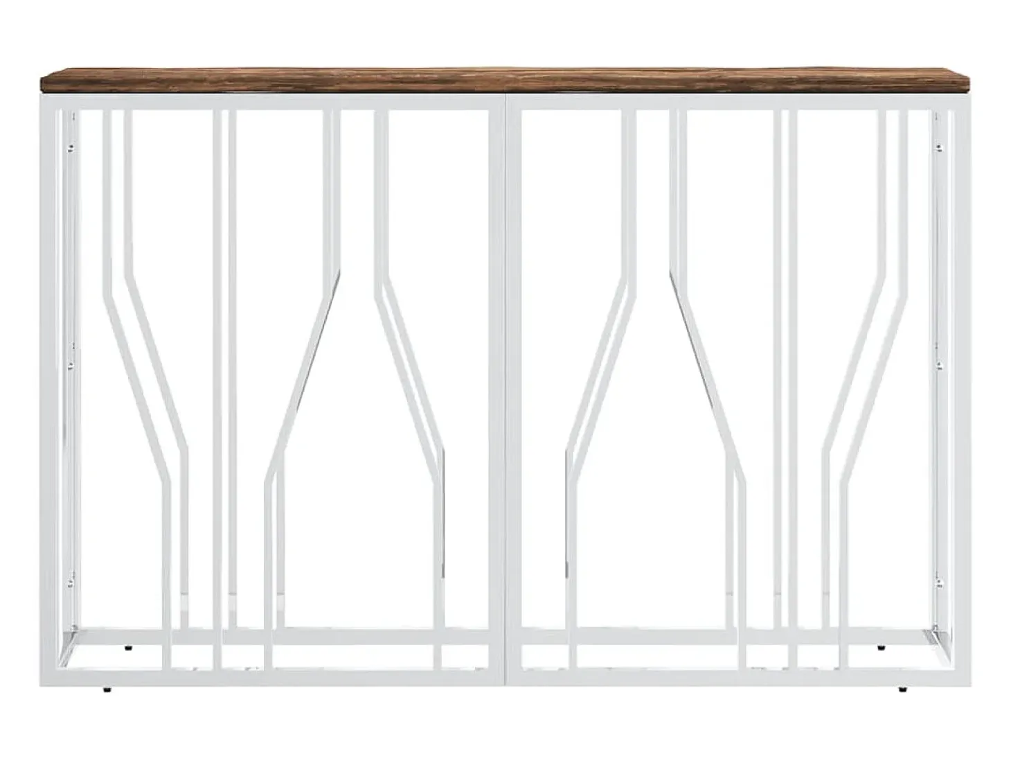 Mesa consola acero inoxidable y madera maciza reciclada
