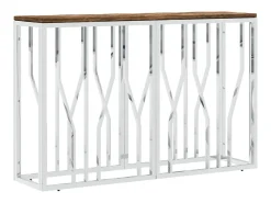 Mesa consola acero inoxidable y madera maciza reciclada