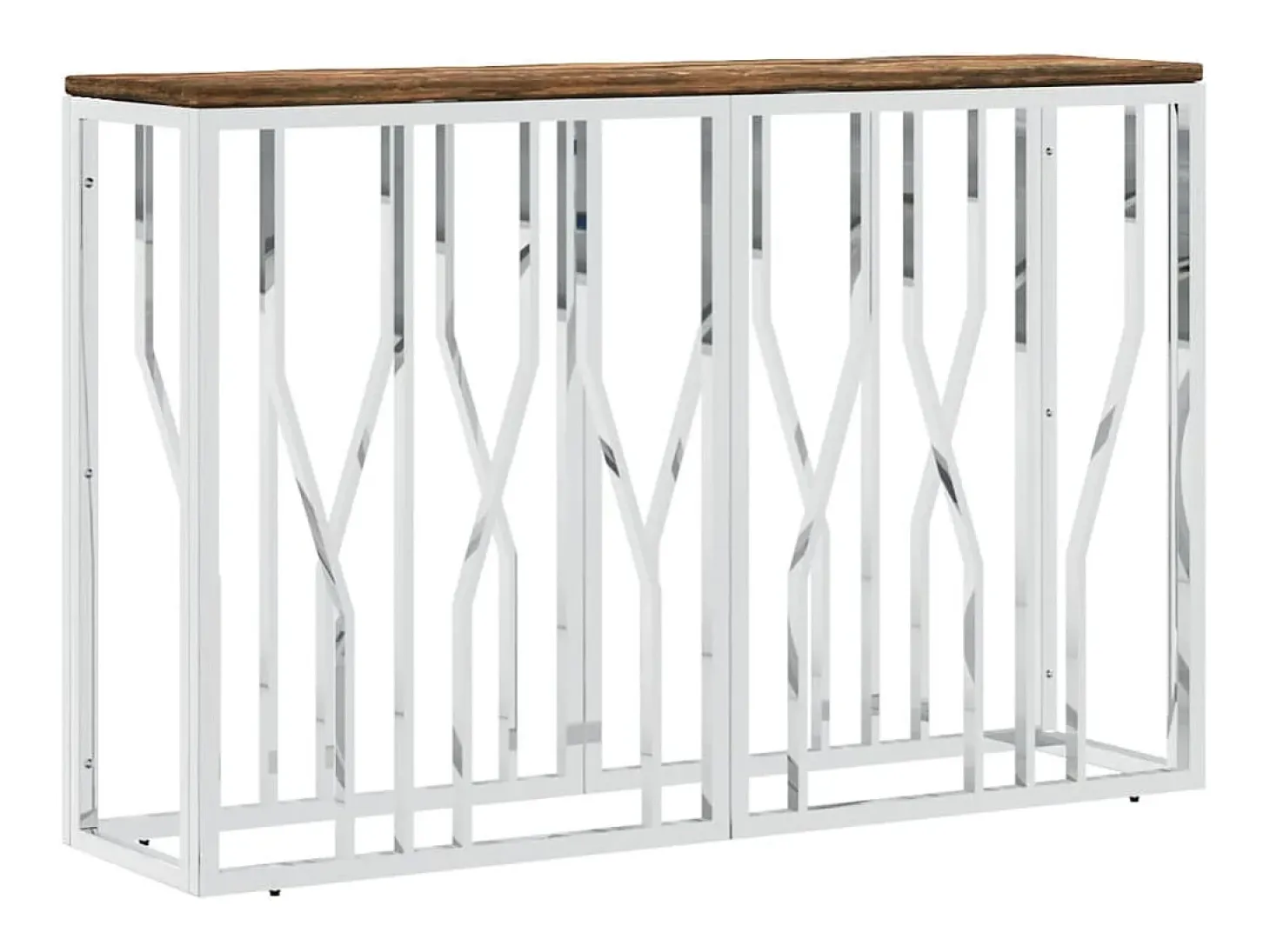 Mesa consola acero inoxidable y madera maciza reciclada