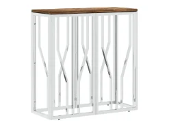Mesa consola acero inoxidable madera maciza reciclada plateada