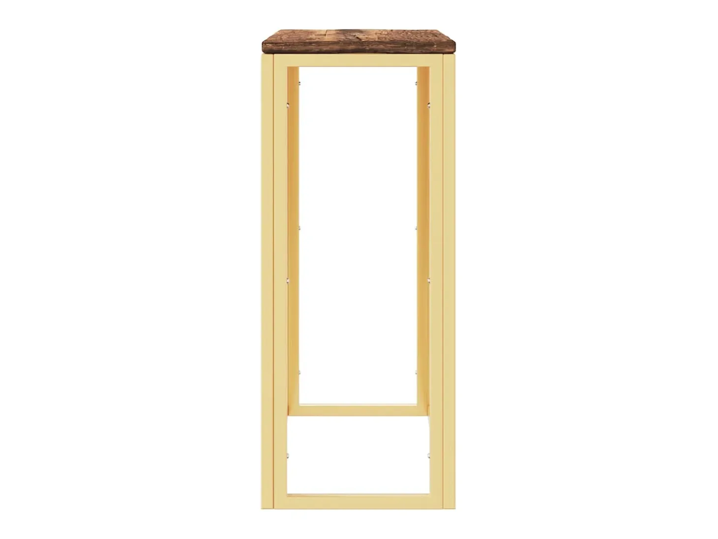 Mesa consola acero inoxidable y madera maciza reciclada dorada