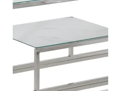 Mesa consola acero inoxidable plateado y vidrio templado