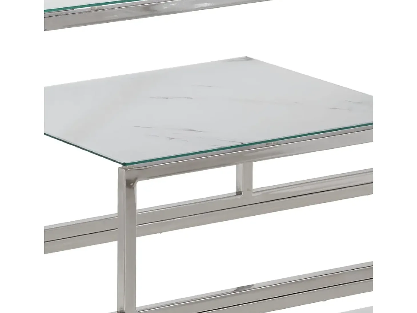 Mesa consola acero inoxidable plateado y vidrio templado