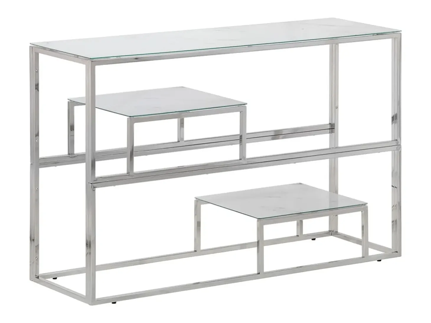 Mesa consola acero inoxidable plateado y vidrio templado