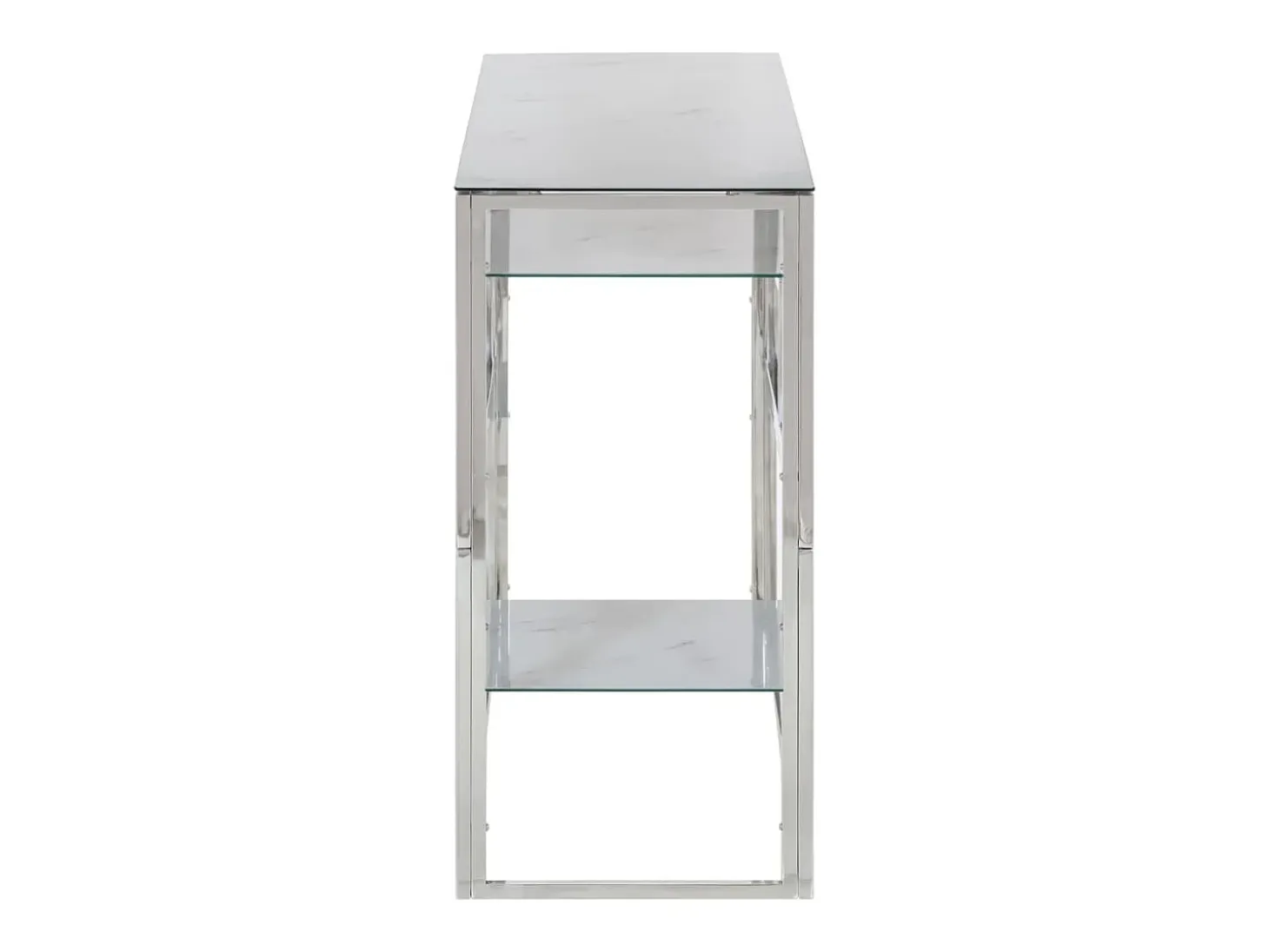 Mesa consola acero inoxidable plateado y vidrio templado