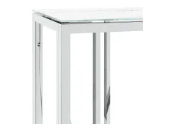 Mesa consola acero inoxidable y vidrio plateado 110x30x70 cm