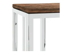 Mesa consola acero inoxidable madera maciza reciclada plateada