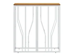 Mesa consola acero inoxidable y madera maciza acacia plateada