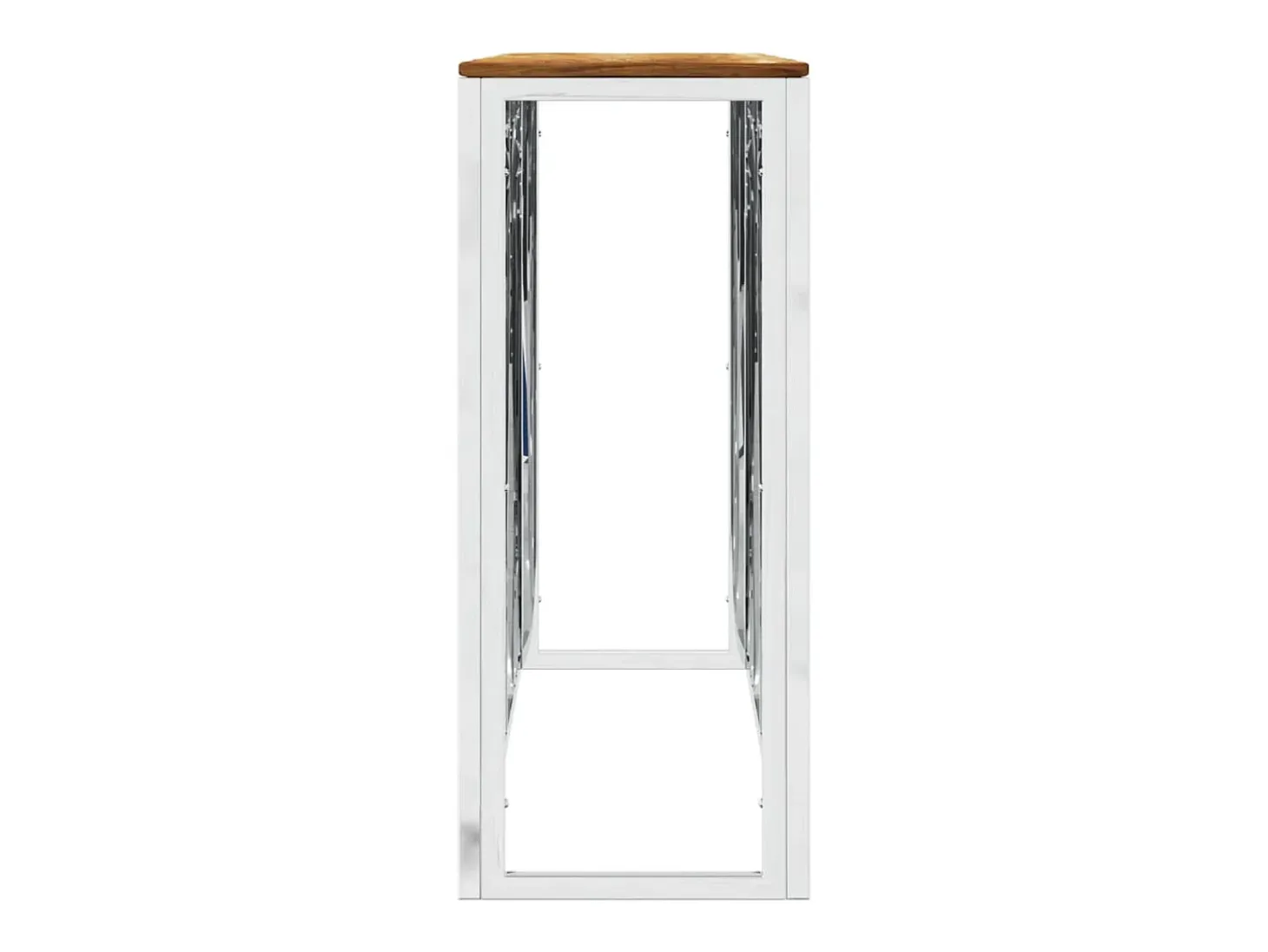 Mesa consola acero inoxidable y madera maciza acacia plateada ES407255