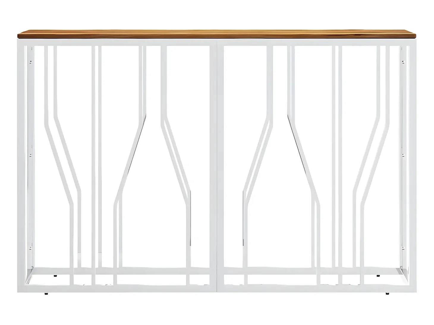 Mesa consola acero inoxidable y madera maciza acacia plateada ES407255