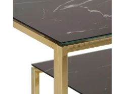 Mesa consola acero inoxidable dorado y vidrio templado