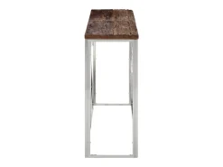 Mesa consola acero inoxidable madera maciza traviesa plateado ES739958