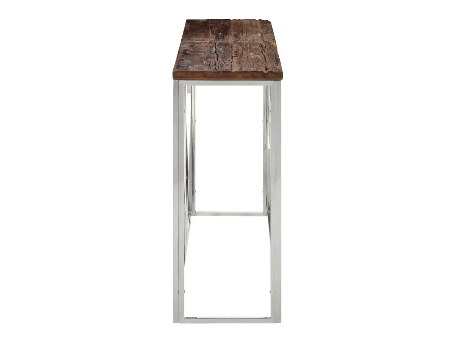 Mesa consola acero inoxidable madera maciza traviesa plateado ES739958