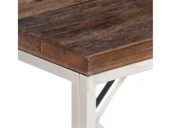 Mesa consola acero inoxidable madera maciza traviesa plateado ES739958
