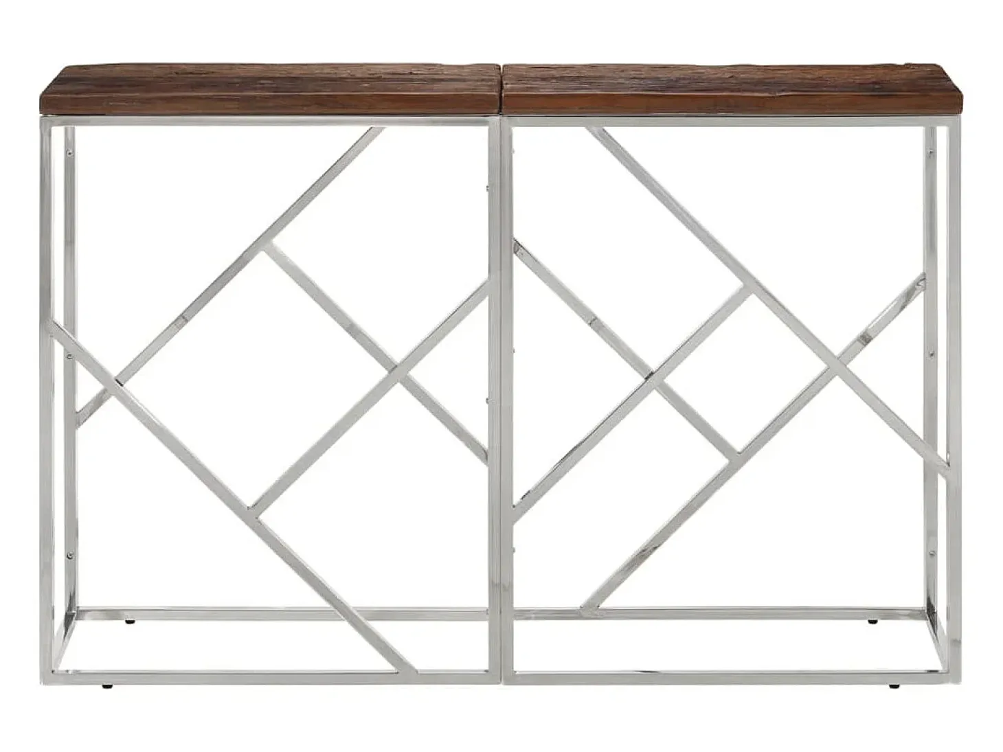 Mesa consola acero inoxidable madera maciza traviesa plateado ES739958