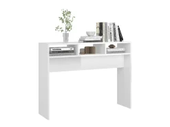 Mesa consola blanca brillante 105x30x80 cm madera de ingeniería