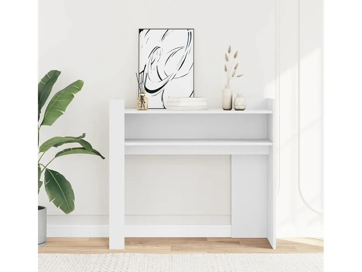 Mesa consola blanca 100x35x90 cm madera de ingeniería