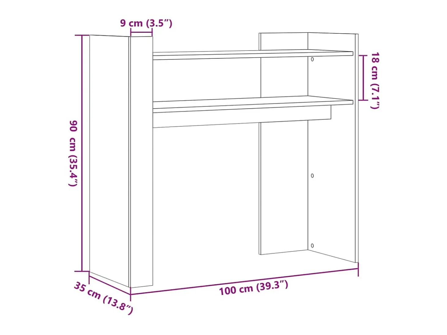 Mesa consola blanca 100x35x90 cm madera de ingeniería