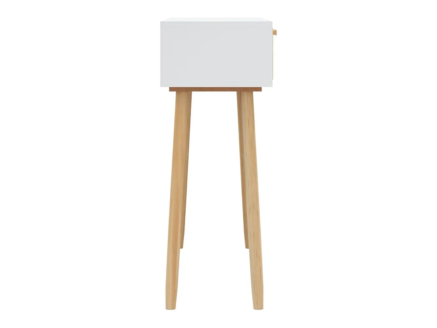 Mesa consola Blanca 80x30x75 cm Madera maciza de pino / ratán natural