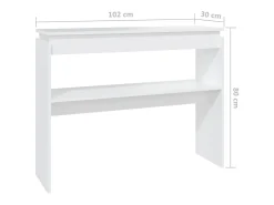 Mesa consola blanca 102x30x80 cm madera de ingeniería
