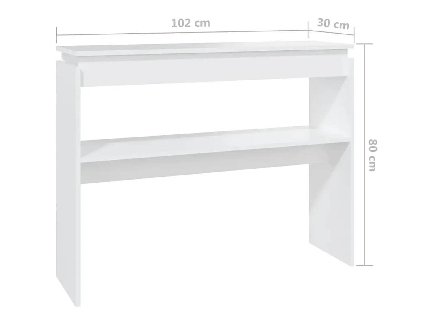 Mesa consola blanca 102x30x80 cm madera de ingeniería