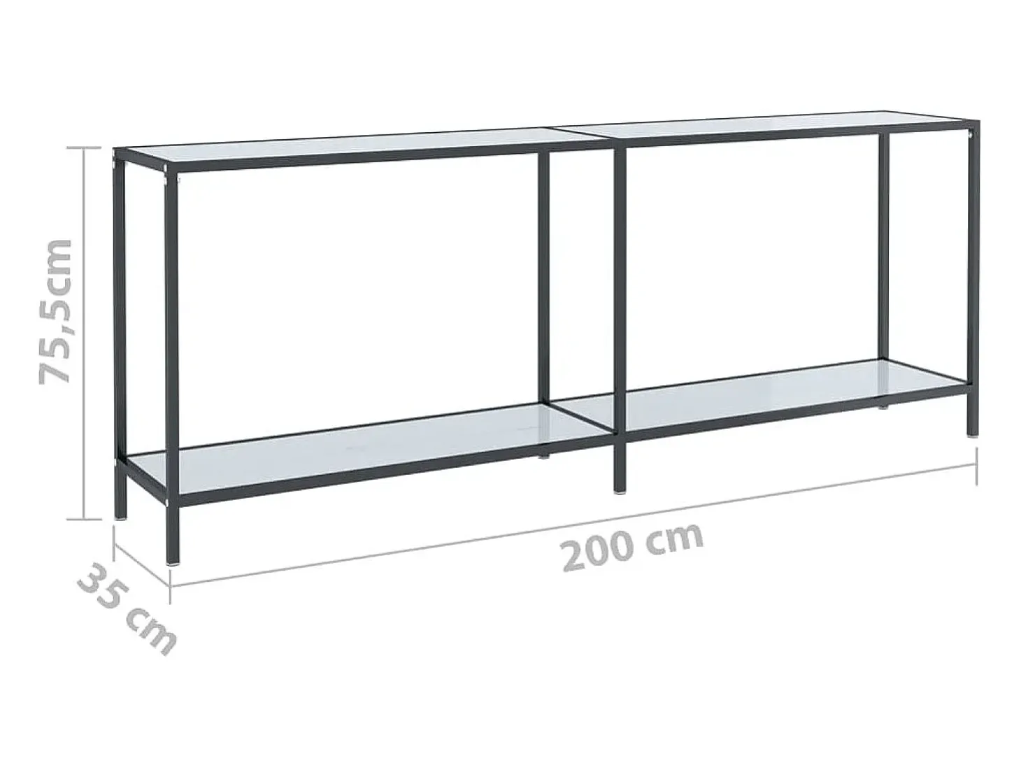 Mesa consola Blanca 200x35x75,5 cm Cristal templado