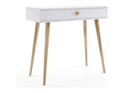 Mesa Consola Blanca 90x80x39 cm – Estilo Escandinavo – Ideal como Tocador o Escritorio