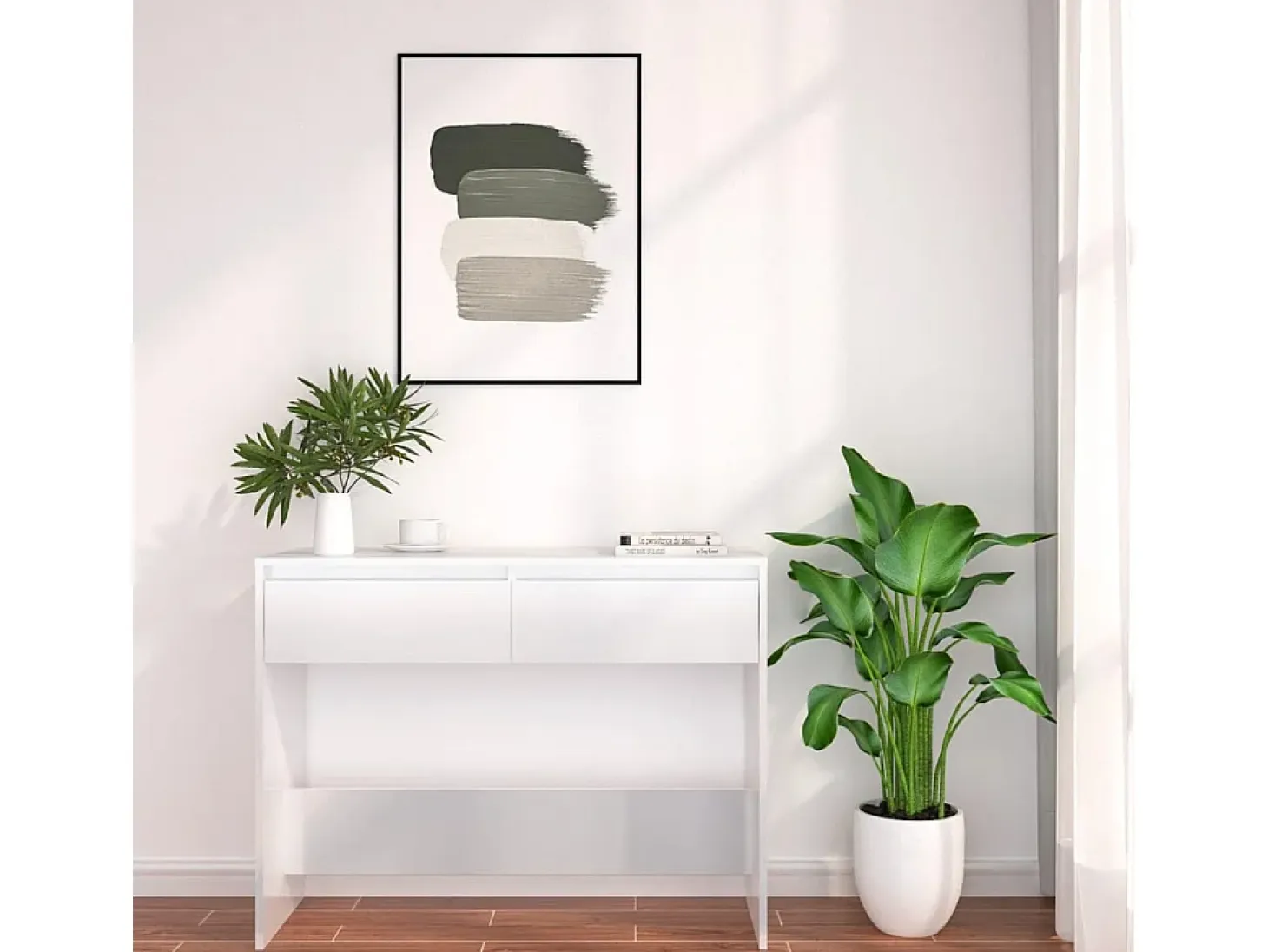 Mesa consola blanca 100x35x76,5 cm madera de ingeniería