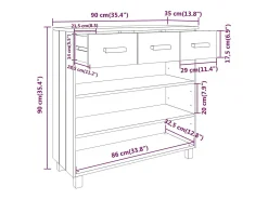 Mesa consola Blanca 90x35x90 cm Madera maciza de pino