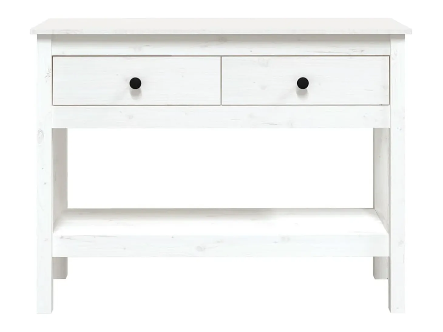 Mesa consola Blanca 100x35x75 cm Madera maciza de pino