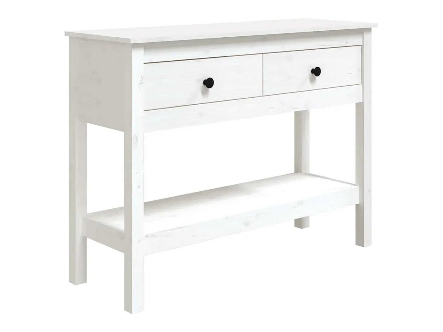 Mesa consola Blanca 100x35x75 cm Madera maciza de pino