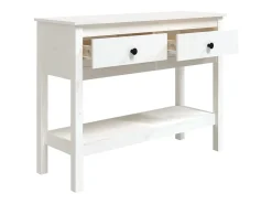 Mesa consola Blanca 100x35x75 cm Madera maciza de pino