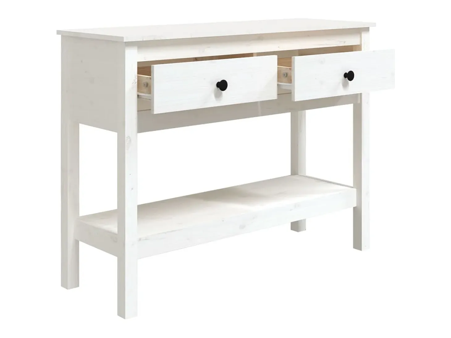 Mesa consola Blanca 100x35x75 cm Madera maciza de pino