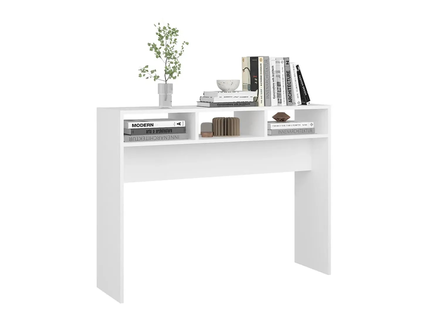 Mesa consola blanca 105x30x80 cm madera de ingeniería