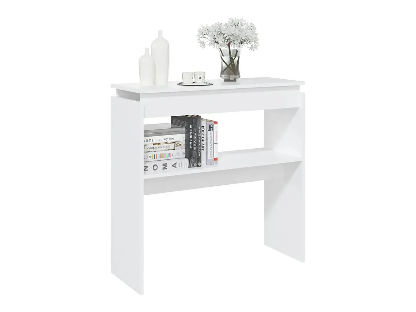 Mesa consola blanca 80x30x80 cm madera de ingeniería