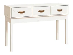 Mesa consola Blanca 114x40x75 cm Madera maciza de pino