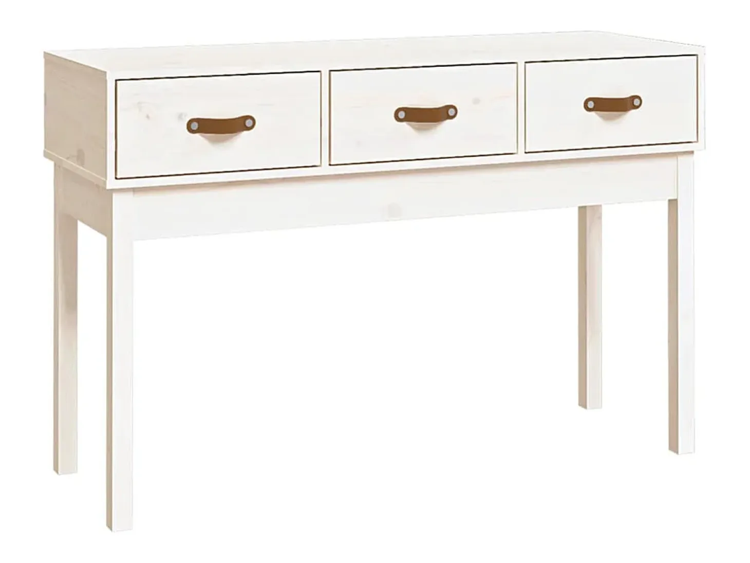 Mesa consola Blanca 114x40x75 cm Madera maciza de pino