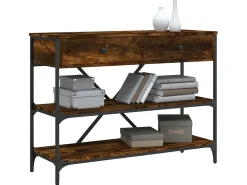 Mesa consola cajones estantes madera ingeniería roble ahumado ES251973