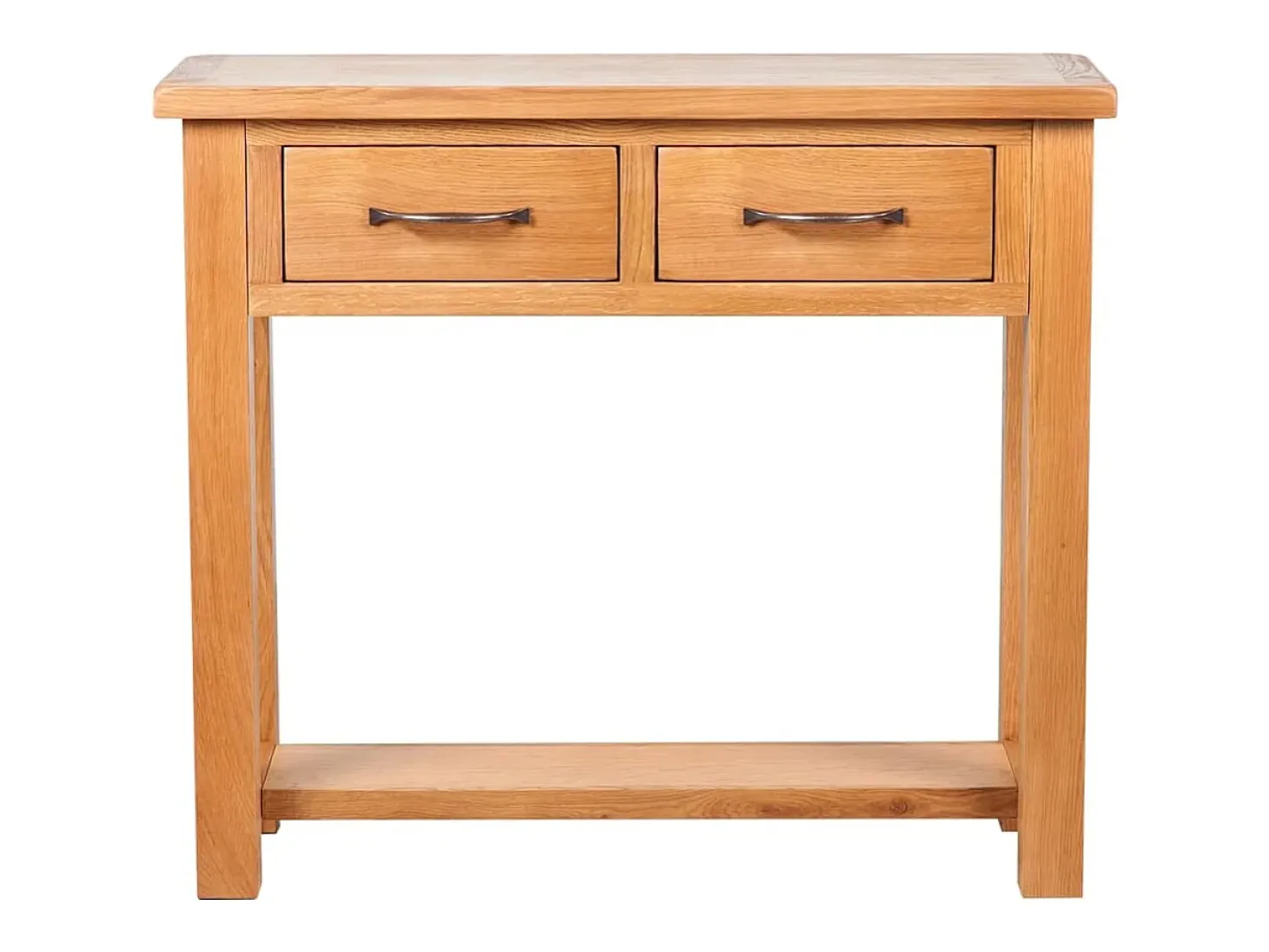 Mesa consola con 2 cajones madera maciza de roble 83x30x73 cm