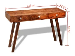 Mesa consola con 3 cajones madera maciza sheesham 76 cm