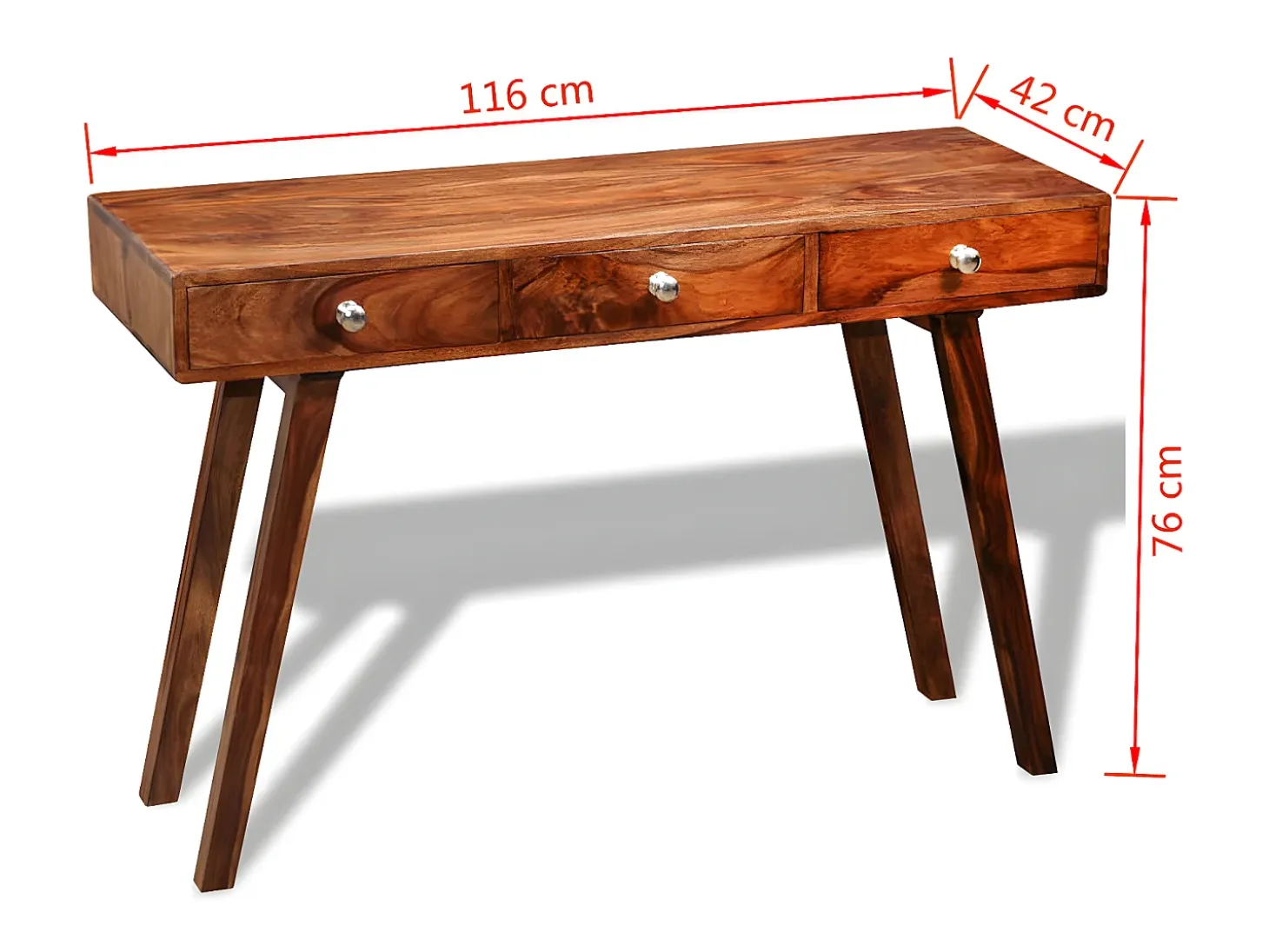 Mesa consola con 3 cajones madera maciza sheesham 76 cm ES187189