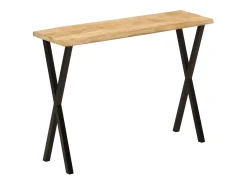 Mesa consola con borde natural madera maciza mango 105x33x76 cm