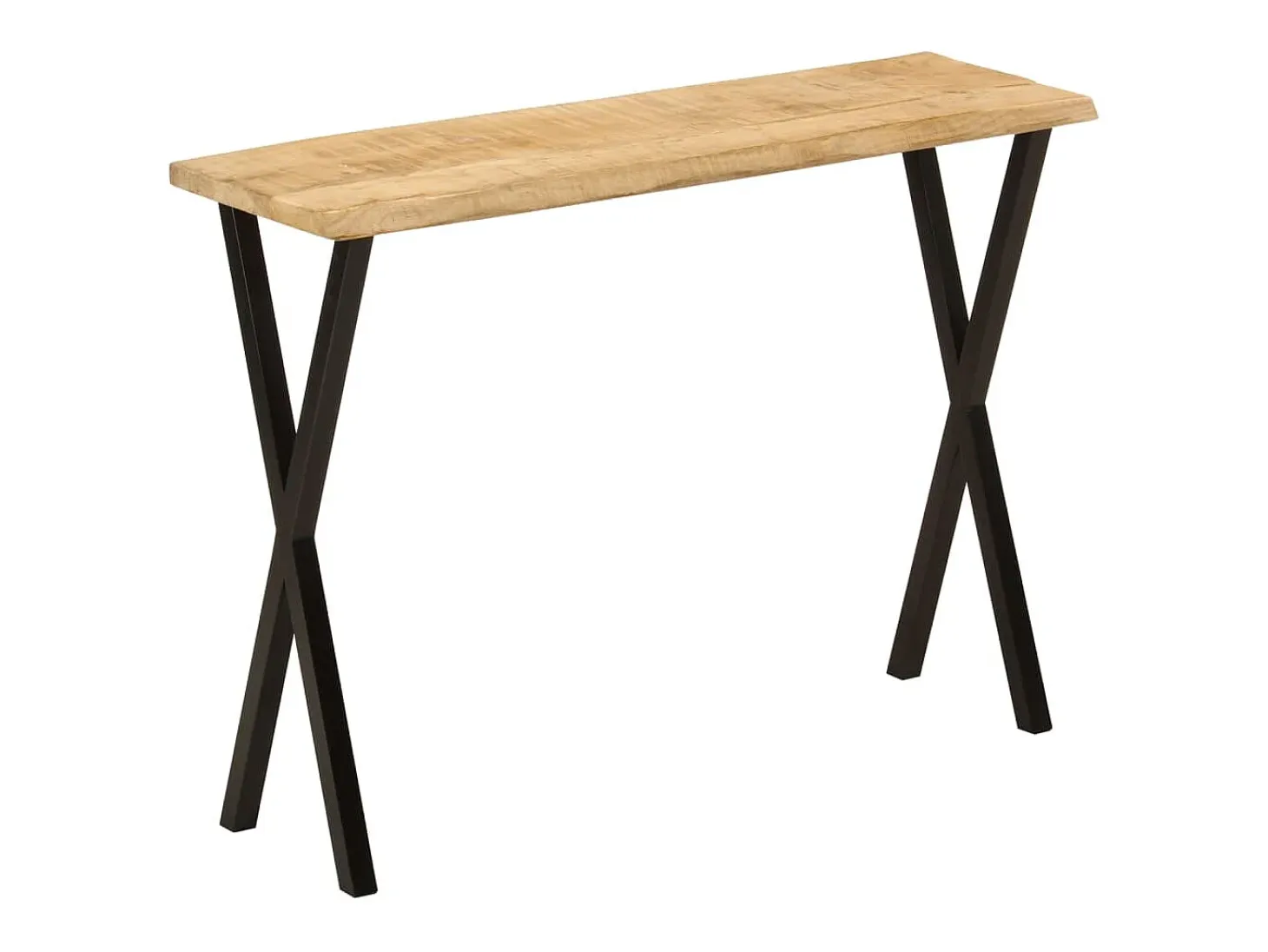 Mesa consola con borde natural madera maciza mango 105x33x76 cm